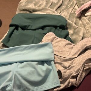 Green, blue, grey foldover shorts 
come as a bundle